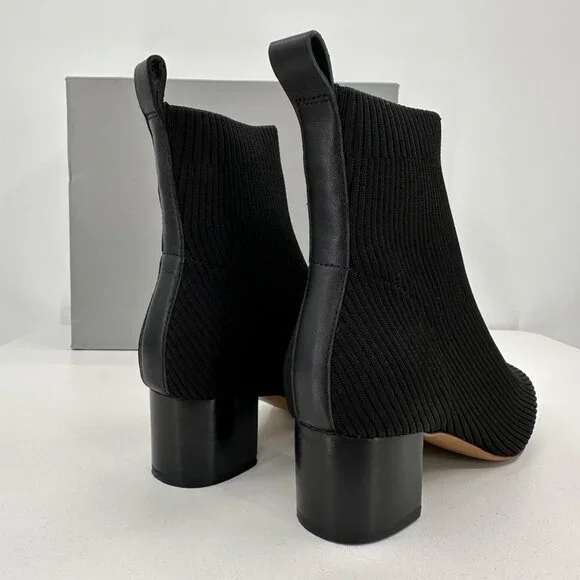 Everlane The Glove Boot in Black size 5.5 Women's Stretch Rib Knit Ankle Bootie